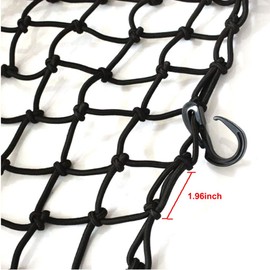 KOFULL 20" x 20" Cargo Net, Bungee net with 8 Hooks, Small Cargo net Stretches to 42" x 42", Cargo Netting with 2" x 2" Mesh for Motorcycle, Bike, ATV - Free 1 PC Luggage Fixed Strap Rope