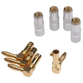 WANGCL 4 Pack 90 Degree Gold Plated Banana Cable Plugs, Right Angle Audio Jack Connector,Speaker Cable Connector for Amplifier HiFi Receiver