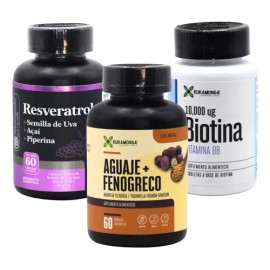 Kit Curvas | Aguaje + Fenogreco + Biotina + Resveratrol Sin Sabor