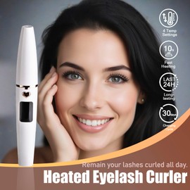 Heated Eyelash Curler, Electric Eyelash Curler for Instant Glam, Rechargeable 10s Fast Heating 24H Long Lasting 4 Adjustable Temperature LED Display with Cleaning Brush for Women Girls