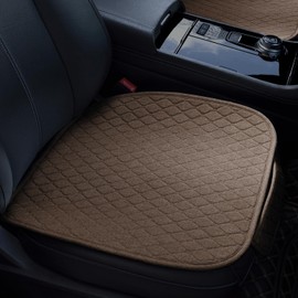 Gloserin Linen Car Seat Covers for Cars - Non-Slip and Soft, 2 PCS Bottom Seat Cover Protectors with Storage Pocket, Linen Front Seat Covers Used for SUVs, Cars, Sedans (Brown)