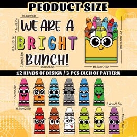 JarThenaAMCS Back to School Crayon Bulletin Board Set Colorful Crayon Shape Paper Cutouts with Glue Points We are a Bright Bunch Cut-Outs for School Classroom Party Door Wall Decor, 47Pcs