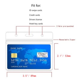 KINGSUM 2 Pack Waterproof Horizontal ID Badge Holder Horizontal Clear PVC Name Holder Tags with Badge Clip Straps (2 Pack,Horizontal)