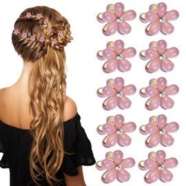 Pack of 10 Small Hair Clips, Cute Mini Hair Clips, Mini Diamond Hair Clips, Mini Flower Hair Clips, Mini Flower Claw Clips for Photo, Everyday, Party, Wedding (Purple)
