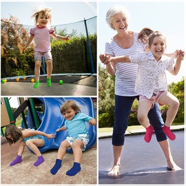 Tphon Non Slip Kids Trampoline Socks with Grippers for Toddler Children - Anti Skid Grip Socks for Boys & Girls, 06 Blue/Green/Purple/Red, 6-9 Years