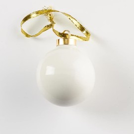 Porcelain Ceramic Ball Ornaments - Pack of 12 Blank Glazed White Ceramic Round Ball Printable Ornaments Ready to Decorate Paint and Personalize by Factory Direct Craft