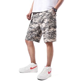 Backbone Mens Army Military Combat Camo BDU Shorts Outdoor Hunting Camping Casual Cargo Shorts (ACU Digital Camo, S = Waist 31")