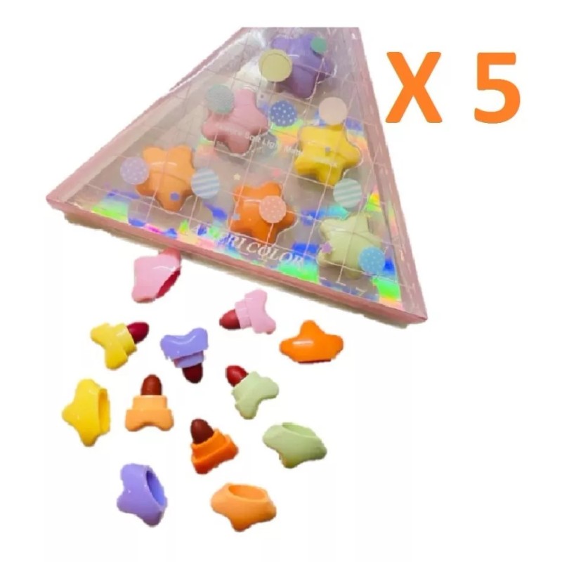 Miss Fairy 5 Estuches Mini Labiales En Forma D Estrella