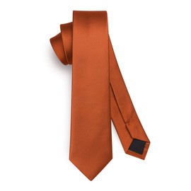 HISDERN Men's Tie Slim Plain Silk Ties for Men Classic Formal Elegant Tie Wedding Party Business Tie 6 cm, orange