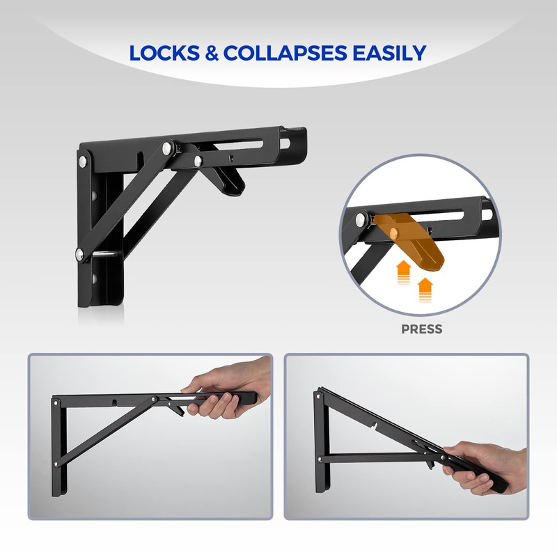 Ravinte Folding Shelf Brackets - Heavy Duty Shelf Brackets Matte