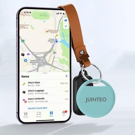 Juinteo Smart Tag, Air Tag, Item Finder, Compatible with Apple Find my (iOS Only-MFI Certified), Bluetooth, Global Positioning, Lost Alerts, One-Click Search, Track Sound 100dB (Turquoise)