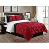 Grand Linen 3 Piece Full Size Burgundy Red/Black/White Double-Needle Stitch