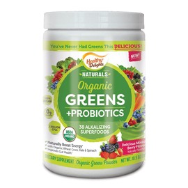 Healthy Delights Naturals - Organic Greens + Probiotics Powder - Naturally Boost Energy - USDA Organic - Delicious Berry Flavored - 30 Servings