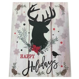 Christmas Reusable Glitter Window Clings, Happy Holidays, Reindeer Silhouette, Bird, Snowflakes and Pinecones (15 Pre-Cut Clings, 1 Sheet)