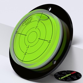 Flanged Circular Angle Large Spirit Bubble Level (Green Liquid) 80mm Diameter with Degree Marking - Surface Level, Bulls Eye Bullseye Round