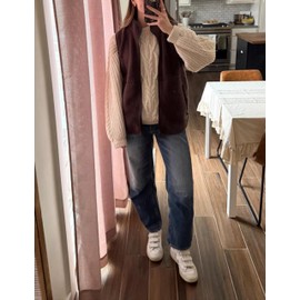 IMCTAH Womens Lightweight Airy Fleece Vest Casual Sleeveless Zip Up Mock Neck Sherpa Jacket with Pockets(Coffee-M)