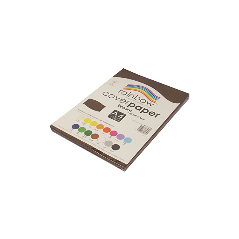 Rainbow A4 Cover Paper 100 Sheets, Brown