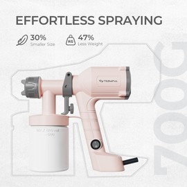 Tilswall HVLP Paint Sprayer, Ultra-Light Electric Spray Gun with 20 fl oz Detachable Cup, 2 Nozzles & 3 Patterns, Perfect for Furniture, Cabinets, Fence, Walls, Doors, Garden & DIY, Pink