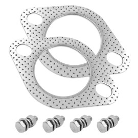 Turbo Gaskets, Exhaust Gaskets, Flange Gaskets, φ Inner Diameter 55mm, Thickness 2mm, 2-Piece Set, Turbo Gaskets for Cars and Motorcycles, Engine Cover Gaskets, Universal Fit (Includes M10x35mm 4
