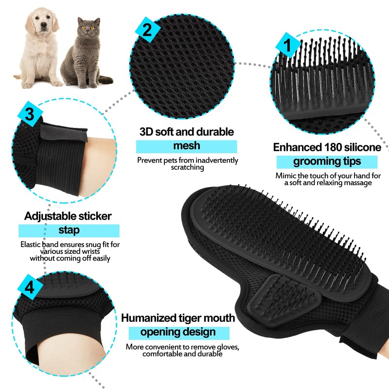 Beenefits 2024 Pet Grooming Glove with Tipped Pin Brush,Special Design