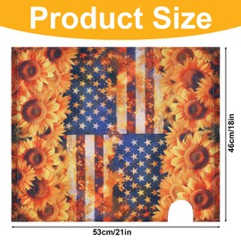 Gosknor Sunflower Magnetic Mailbox Cover, 21x18in Patriotic Mail Box Covers Magnet Waterproof Floral American Flag Letter Box Wraps for Outdoor Home Yard Garden Decor