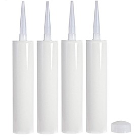 Empty Fillable Plastic Caulk Tube 300 ml. Also Know as 10 oz. 11 oz. Standard Size and Pint Size Caulk Tube with Removable Tip (4 Pack)