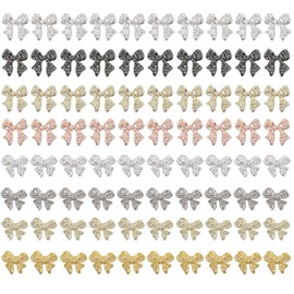 Thoquene 80 Stück Schleife 3d Legierung Nail Charms Gold Silber Schwarz Rosa für Nägel DIY