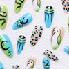 Green Press on Nails Medium Almond Fake Nails with Snake