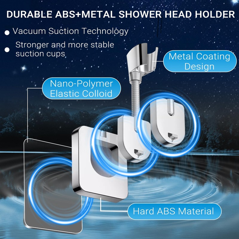 HONGYUETECH Shower Head Holder Adhesive, No-Drill Adjustable Handheld Shower Head