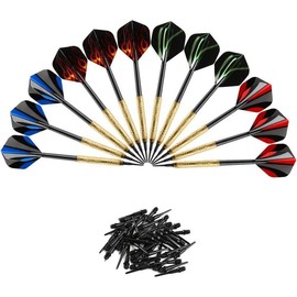 12 count Darts Plastic Tip, Soft Tip Darts Set, 14g Plastic Tipped Dart, Attach  36 Black 2BA Replacement Tips, Soft Tip Darts for /Plastic Dartboard - Color: Red ,Blue, Green-Classic
