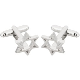 TEROON Star of David Cufflinks, Silver, Without Stone