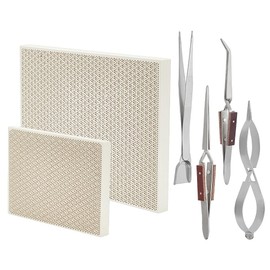 BENECREAT 6 Pcs Jewelry Soldering Kit, Jewelers Making Melting Casting Tools Include 2 Honeycomb Soldering Block 3 Soldering Tweezers and Tweezers with Shovel for Jewelry Making Soldering