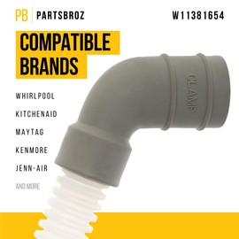 PartsBroz W11381654 Hose-Drain - Compatible With Whirlpool Maytag KitchenAid Jenn-Air Amana Dishwasher - Replaces AP6981546 PS12745137 W11352518 - Ultra Durable Replacement