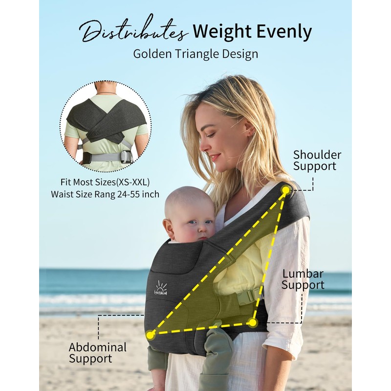 MOMTORY Baby Carrier, Newborn Carrier, Cozy Baby Wrap Carrier, with