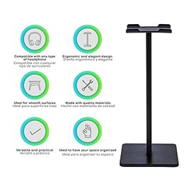 Lenfech boldr Soporte para Audífonos. Base Universal de Escritorio para Auriculares. Organizador de Escritorio. Compatible con Headphones y Gaming Headset Stand. Soporte Gamer (Negro)