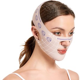 MKVZIYE V Face Masks, Reusable V-Line Mask, for Double Chin and Saggy Face Skin, Light Pink
