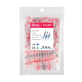Kuject 50PCS Solder Seal Wire Connectors AWG 22-18, Red Solder Seal Heat Shrink Butt Connectors Terminals Solder Sleeve Waterproof Wire Splice Connector for Marine Automotive Boat Wire Joint…