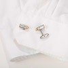 3D Bullet-Shaped Cufflinks,Stainless Steel with Gold Accents (Cufflinks Box Included)