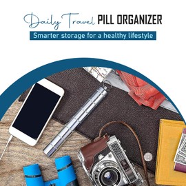 Weekly Pill Organizer Aluminum 7 Day Pill Organizer Easy for Travel Pill Organizer Daily Pill Organizer for Medication, Fish Oil, Vitamines and Supplements (Black)