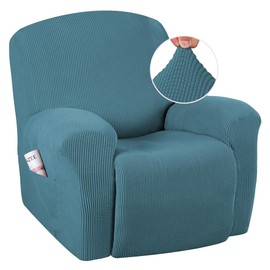H.VERSAILTEX Super Stretch Recliner Cover Recliner Couch Covers Recliner Chair Cover Form Fitted Non Slip Reclining Slipcovers for Standard Large Recliner, Soft Thick (1 Pack, Storm Blue)