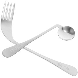 Rehabilitation Aid Spoon Adaptive Utensils Set Left Handed Grip Easy Spoon and Fork Set Stainless Steel Curved Spoon Fork Self Feeding Utensil for Disabled Elderly Patients