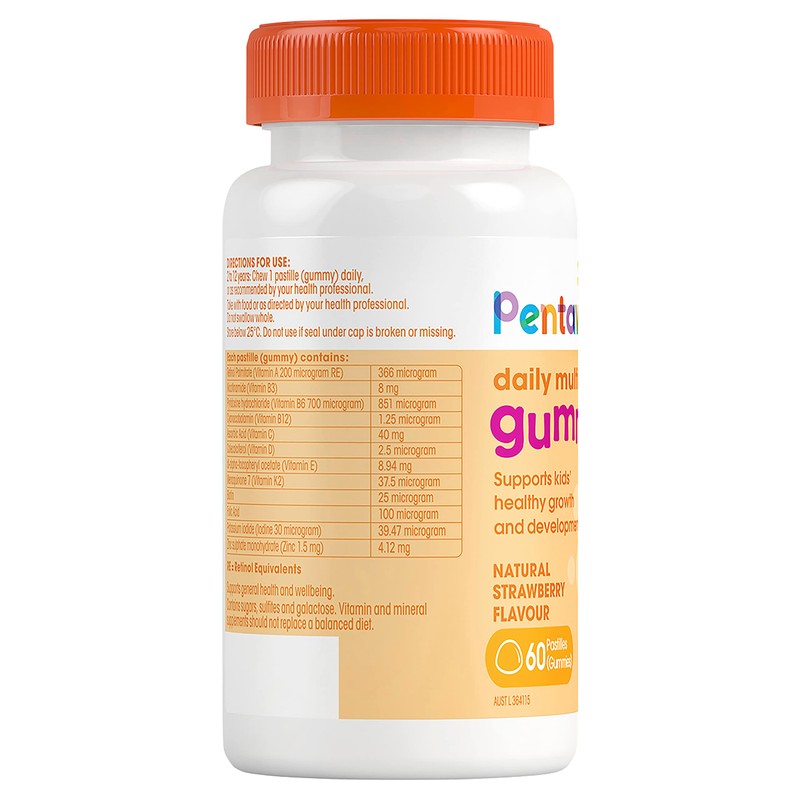 Pentavite Kids Daily Multivitamin 60 Gummies, Natural Strawberry