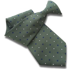 Men's Green with Royal Blue & White Diamond Check Clip On Neck Tie