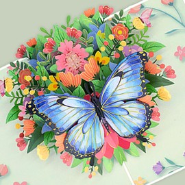 Bomichi Butterfly 3D Pop-Up Greeting Card – Elegant Floral Pop-Up Card for Wife Husband Girlfriend Boyfriend Mom Dad Mother Father Birthday Wedding Anniversary Thanksgiving Day Christmas Day