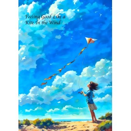 Kite In The Wind artist trading card whimsical child ACEO 3.5x2.5 miniature