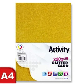 Premier Stationery A4 Gold Glitter Card (250gsm)- Pack of 10, Perfect for kids art & craft card making activities, DIY Crafts, Scrapbooking and much more.