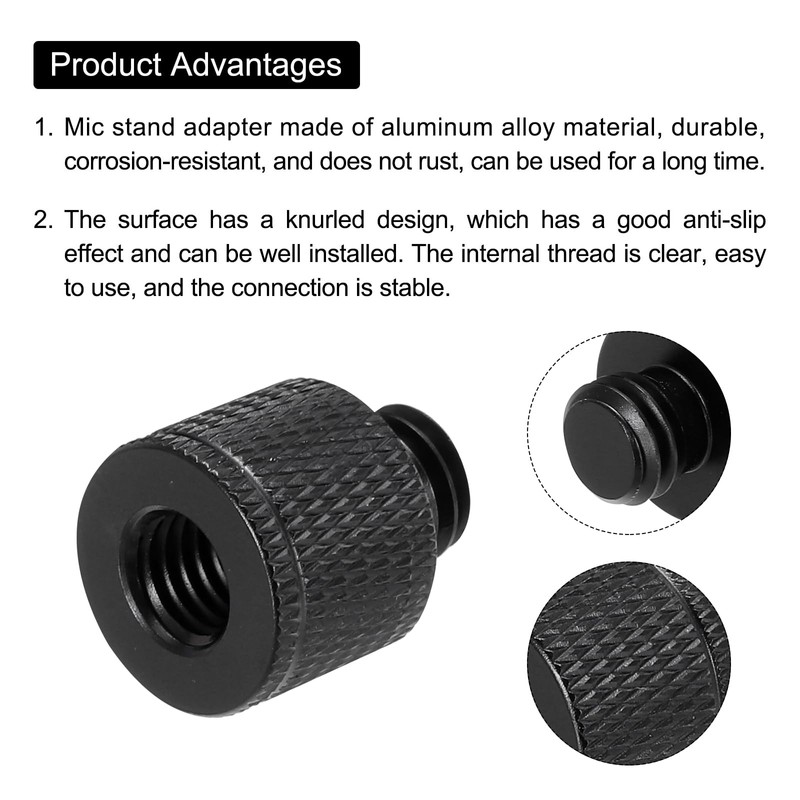 QUARKZMAN 4 Piece Microphone Stand Adapter M8 Female to 3/8