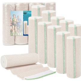 Premium Elastic Bandage Wrap 6 inch Reusable Versatile Compression Wraps for Ankles, Wrists Knee, Tummy and Body Durable and Comfortable Compression Bandage Latex-Free (6” Wide 10 Pack)