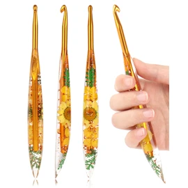 Coopay 6mm Crochet Hooks, Sparkly Floral Resin Crochet Hook, Ergonomic Crochet Hooks for Arthritic Hands, Tapered Metal Crochet Hook for Handmade Crocheting, for Beginners (6.0mm)