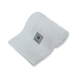 PIMKO 100% Bamboo Blanket, Baby Blanket, Knitted Blanket, Cuddly Blanket for Boys and Girls, Soft and Cuddly, Ideal for Home, Suitable for Allergy Sufferers, Natural Size, 80 x 100 cm (Steel)